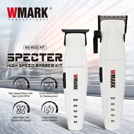 WMARK NG-8632 KIT Barber Combo Maszynka + trymer dodatkowe ostrza akcesoria