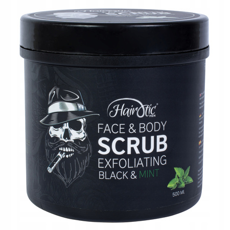 HairoticMen Scrub Odświeżający Peeling do twarzy i ciała Carbon Mięta 500ml